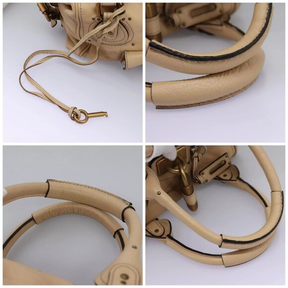 Chloe Paddington Shoulder Bag Leather Beige Gold Silver Auth am7903 - Picture 16 of 16